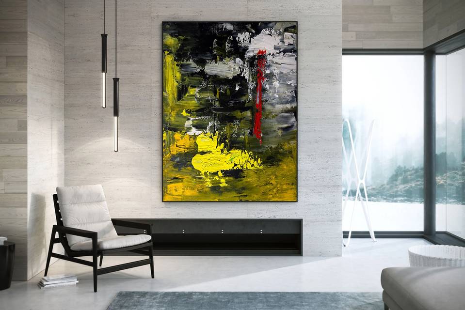 Red Yellow Black Office Abstract Canvas Wall Art K65VW wall art